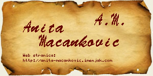 Anita Macanković vizit kartica
